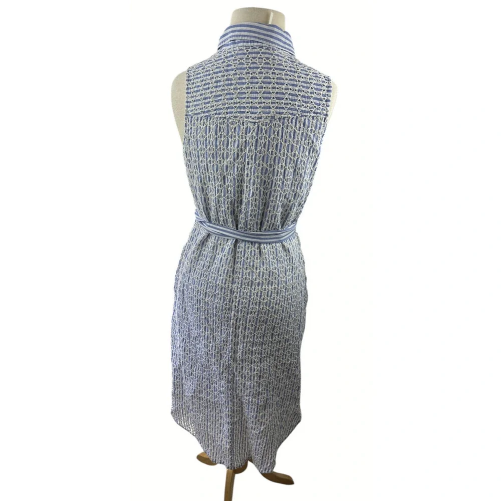 By Anthropologie Kismet Shirtdress Eyelet Lace Stripe Dress Anthro 12P 12 Petite - Picture 13 of 16